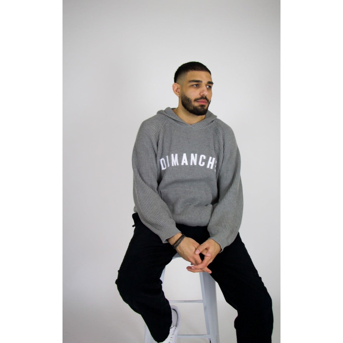 Knitted Hoodie - Gray
