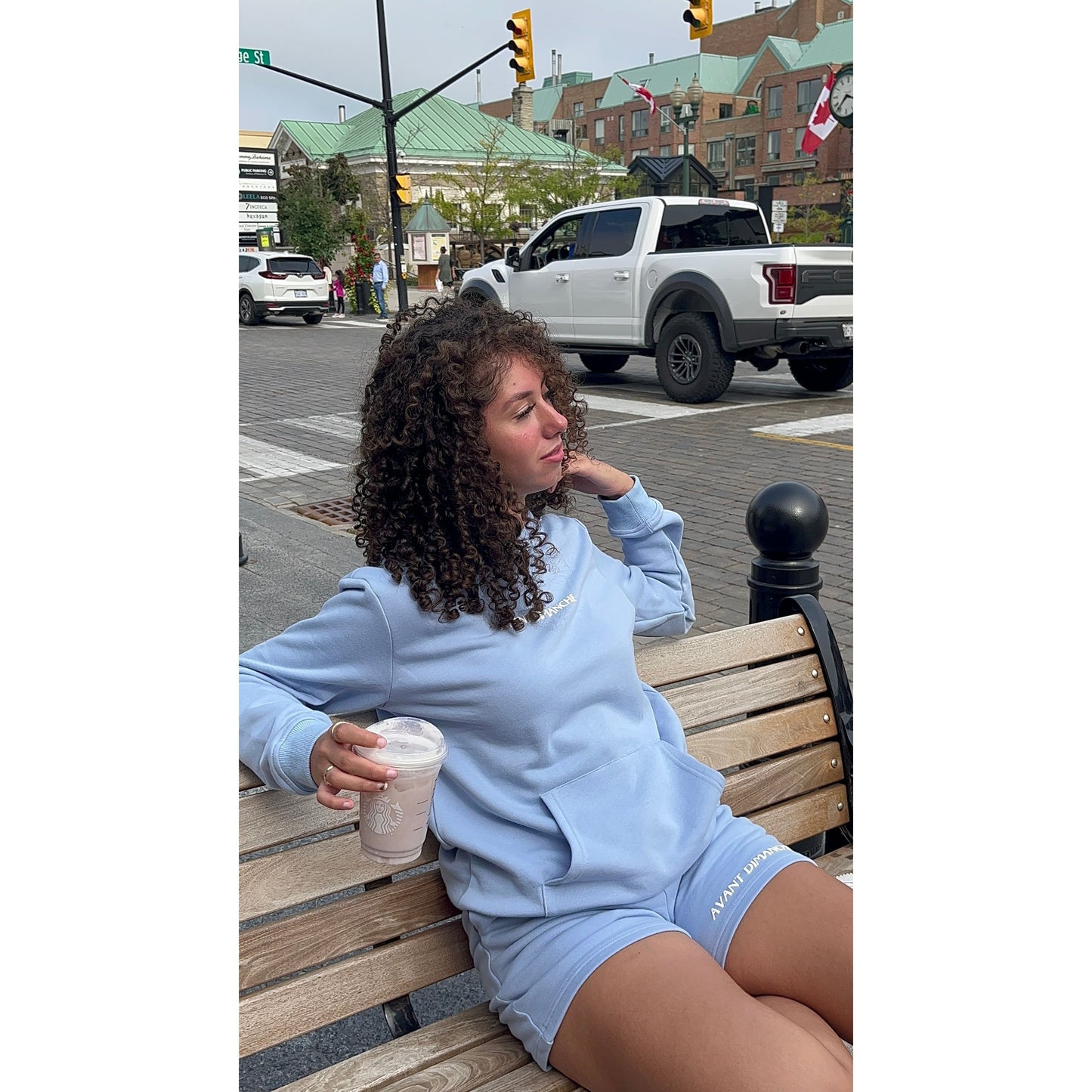 Pretty Girls Live in Sweats Shorts - Sky Blue
