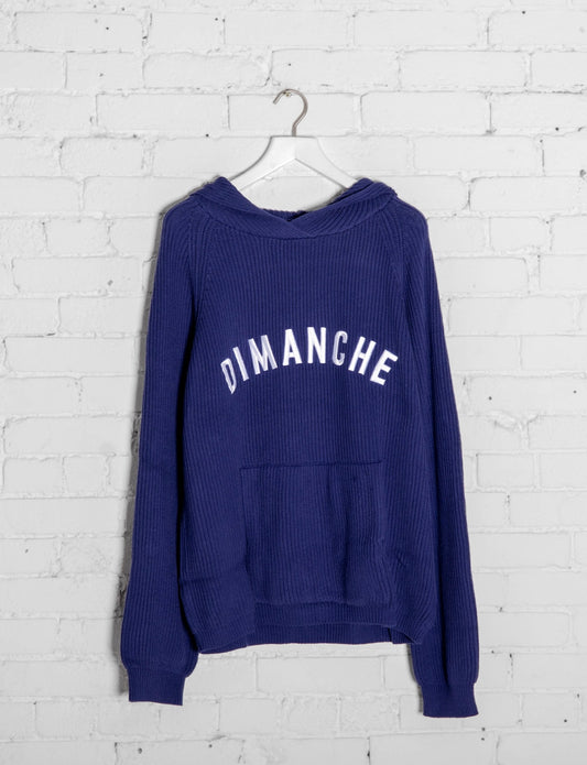 Knitted Hoodie - Navy Blue