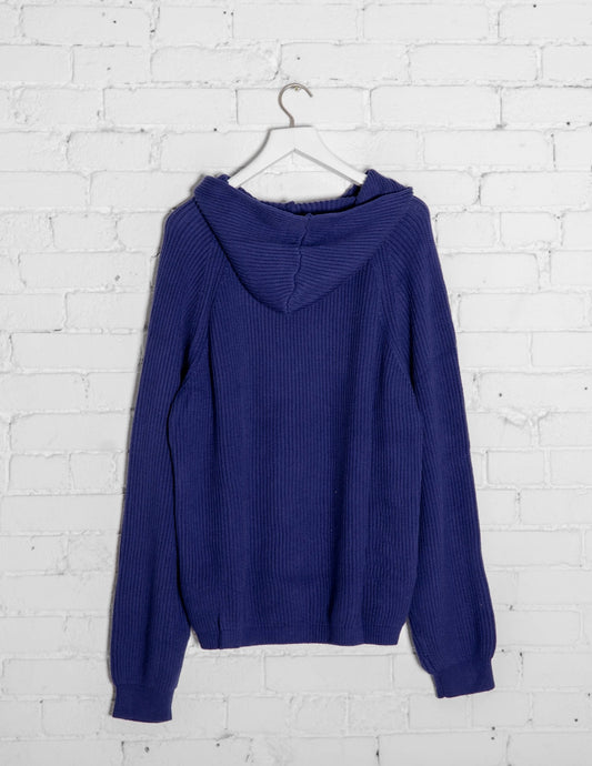 Knitted Hoodie - Navy Blue